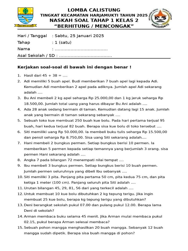 7 Rahasia Sukses Belajar dengan Koleksi Soal Calistung Kelas 2 SD Terbaru Paling Efektif
