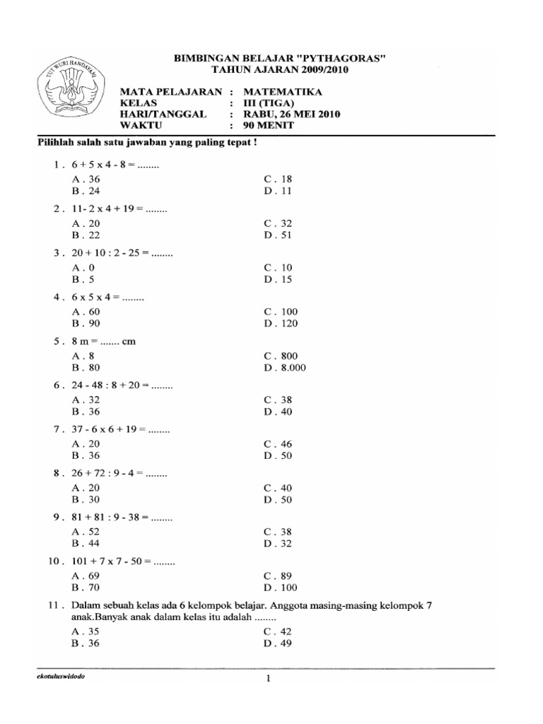 Download soal matematika kelas 3 semester 2 kurikulum merdeka 21 latihan soal terbaik